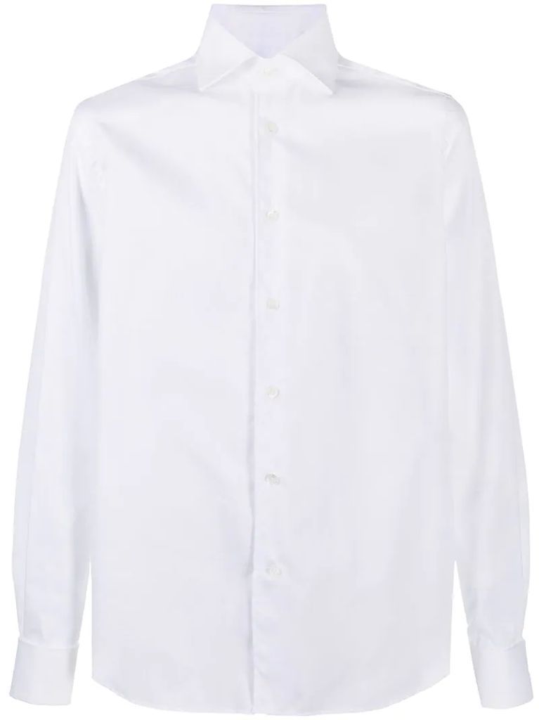 spread collar long-sleeved shirt