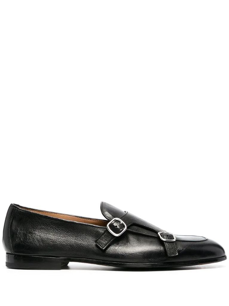 buckle-fastening leather loafers
