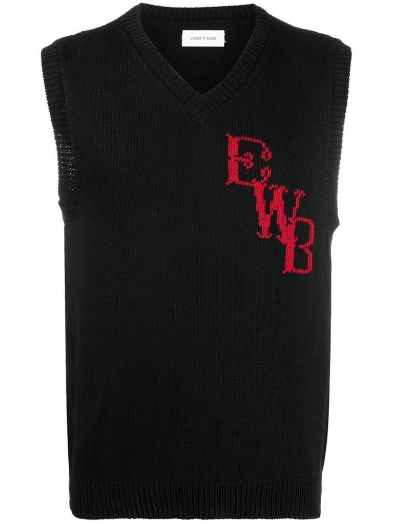 knitted logo vest top