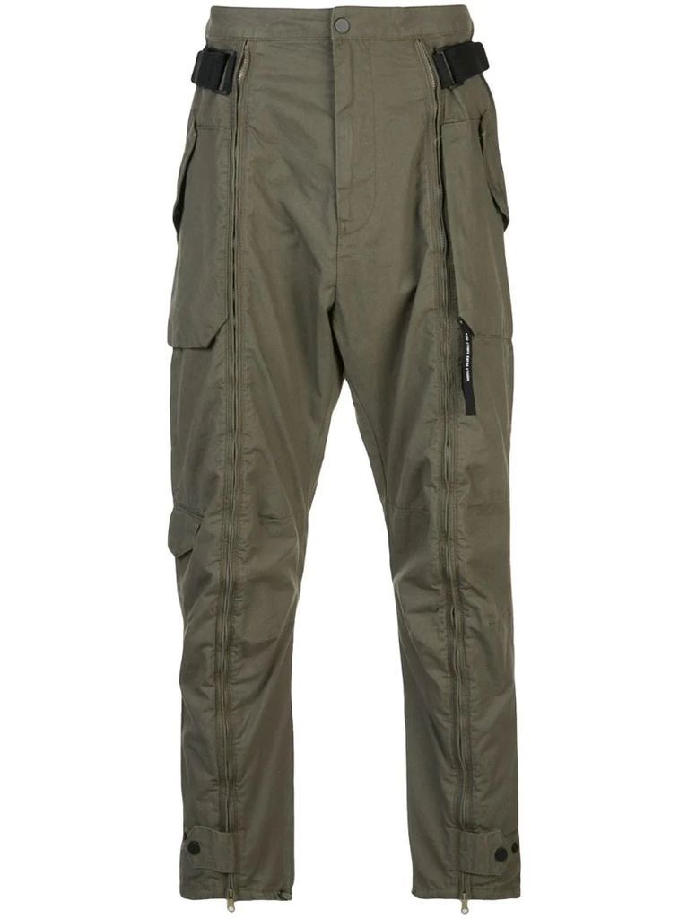 zip-up cargo trousers