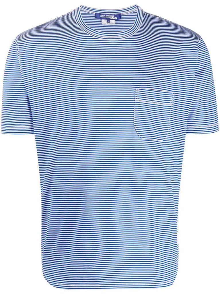 side-slit striped T-shirt