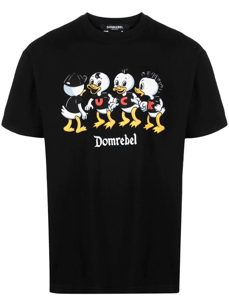 duck-print T-shirt