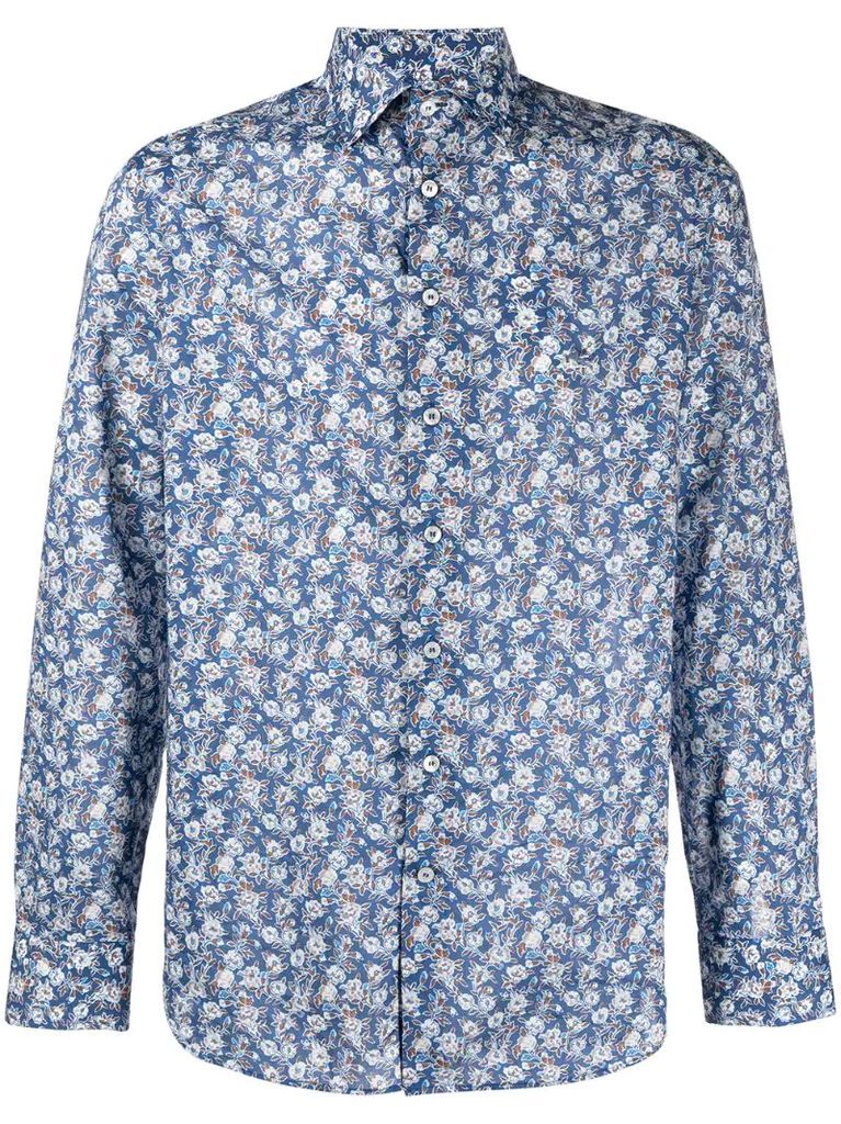 all-over floral-print cotton shirt