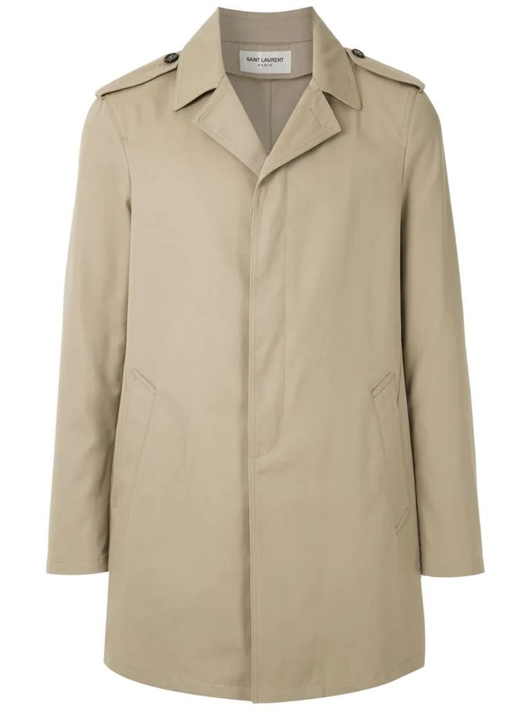 buttoned raincoat