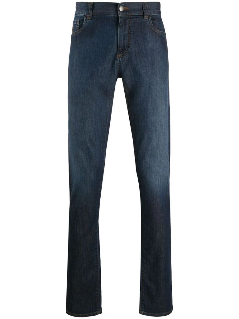 high-rise straight leg jeans