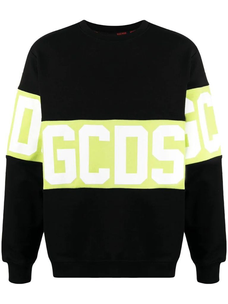 logo-print colour block sweatshirt