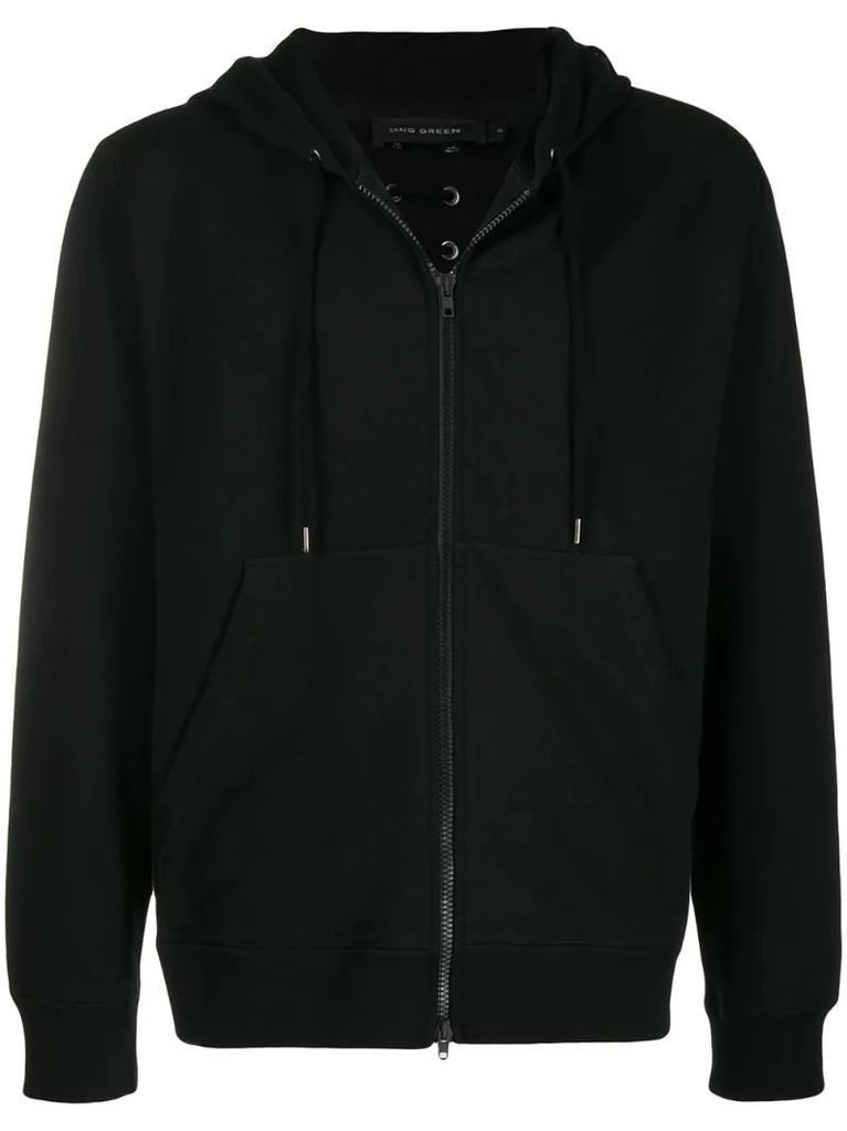 lace-up detail zip hoodie
