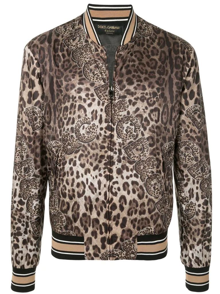 leopard-print bomber jacket