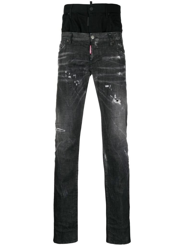 double-waistband slim-fit jeans