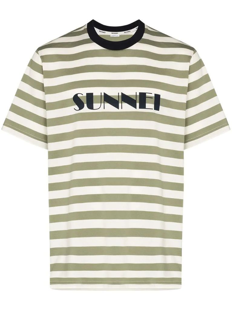 logo-print horizontal-stripe T-shirt