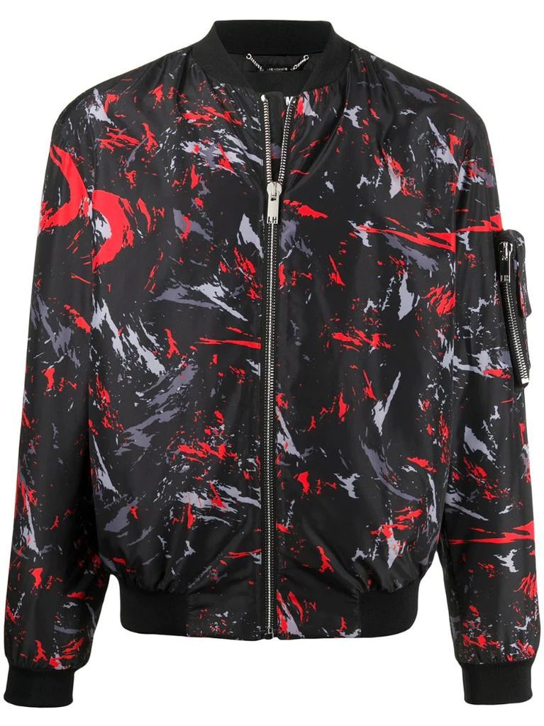 abstract print bomber jacket