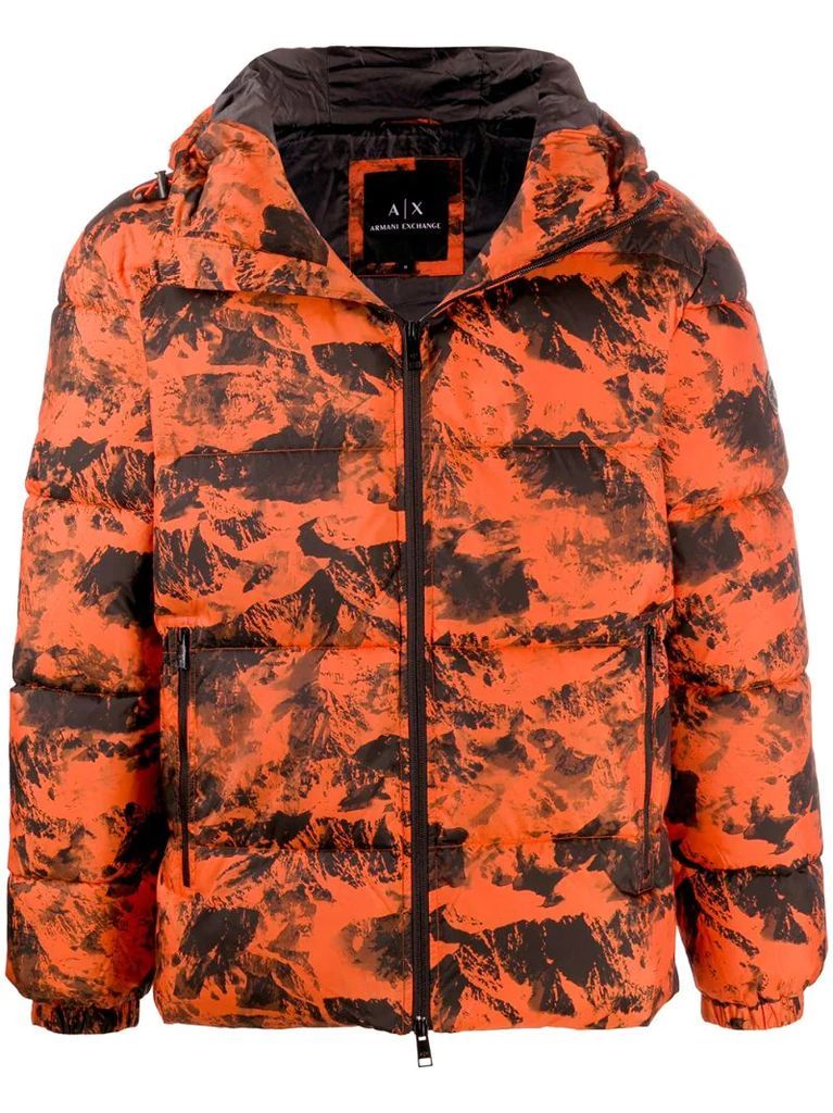 Wild Mountain print puffer jacket