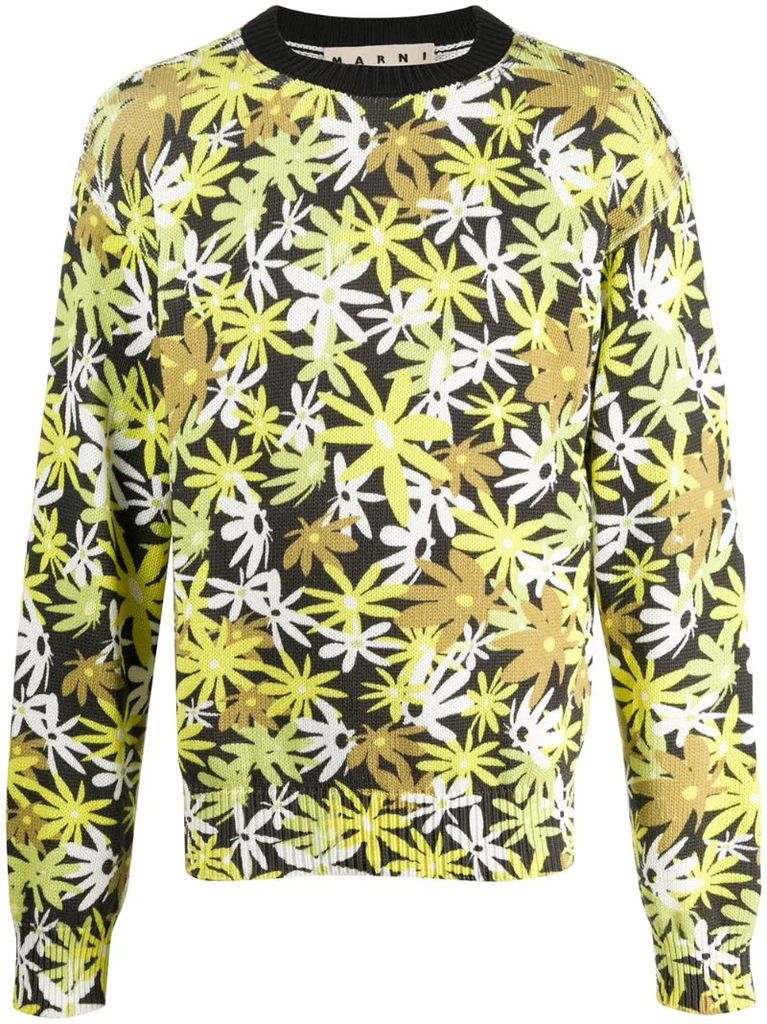 floral-intarsia jumper