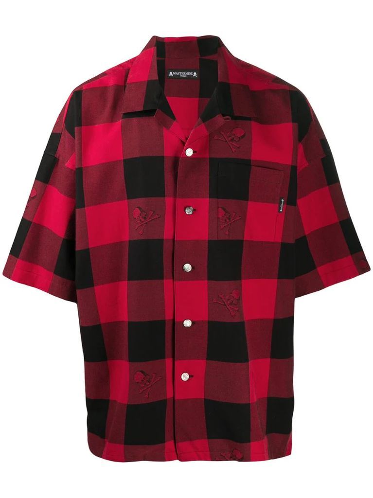 checkered-print short-sleeved shirt