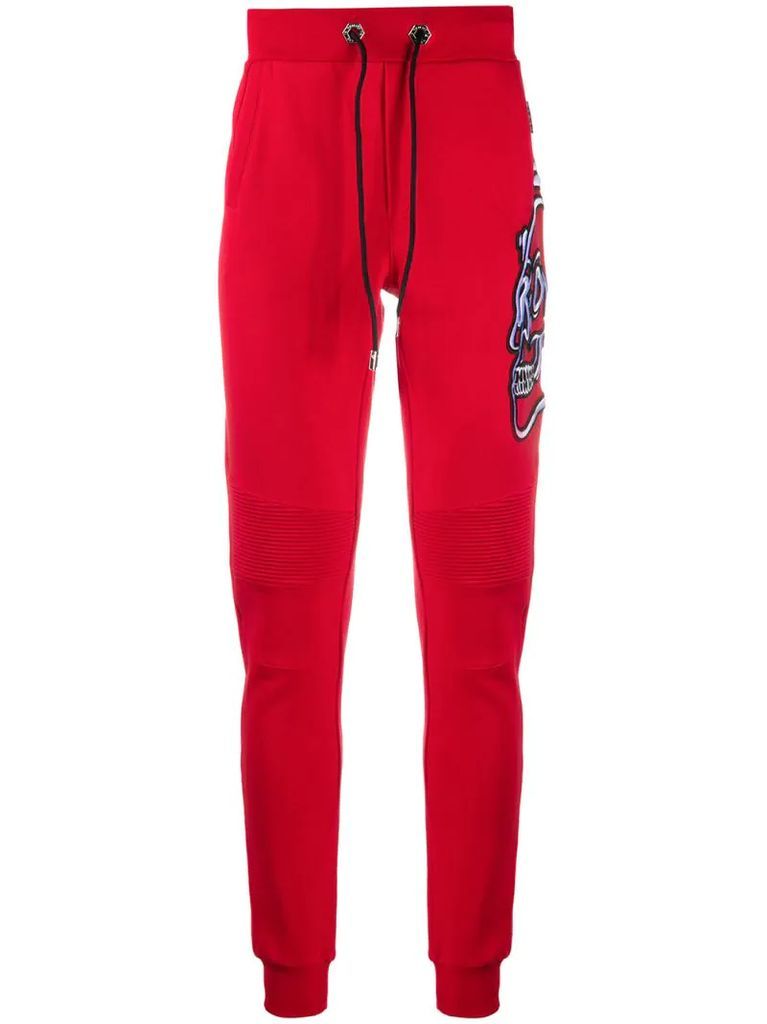 embroidered skull jogging trousers