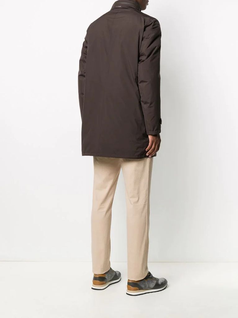 padded hooded midi coat