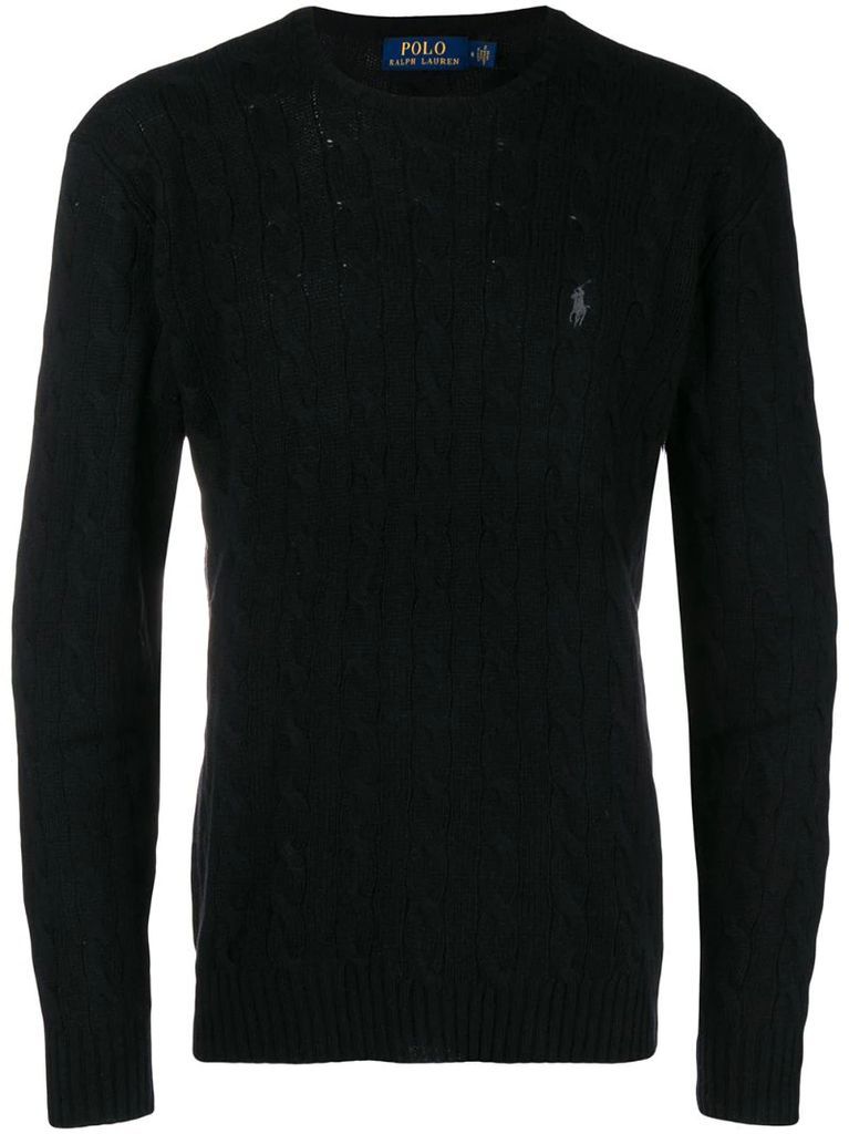 cable-knit logo embroidered jumper