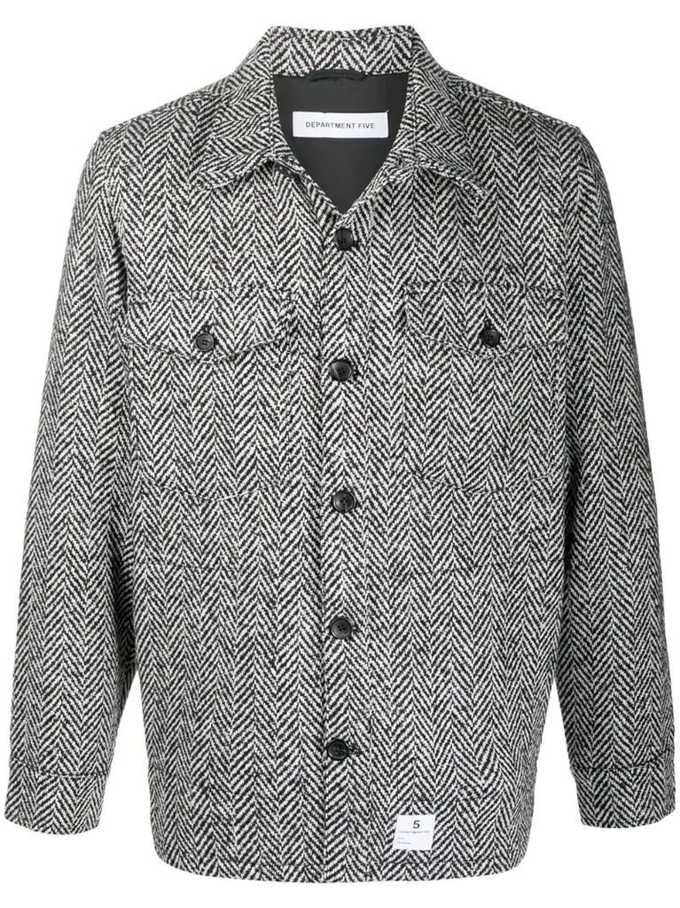 herringbone knit shirt jacket