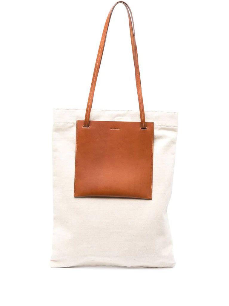 contrast-pocket tote bag