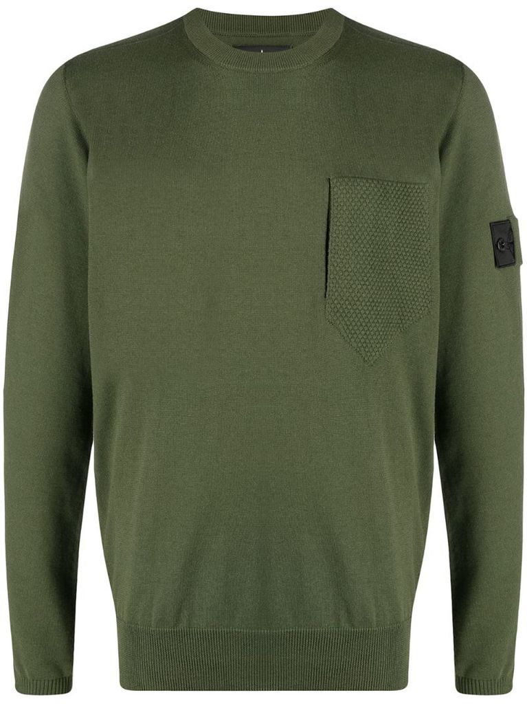 logo-patch fine-knit jumper