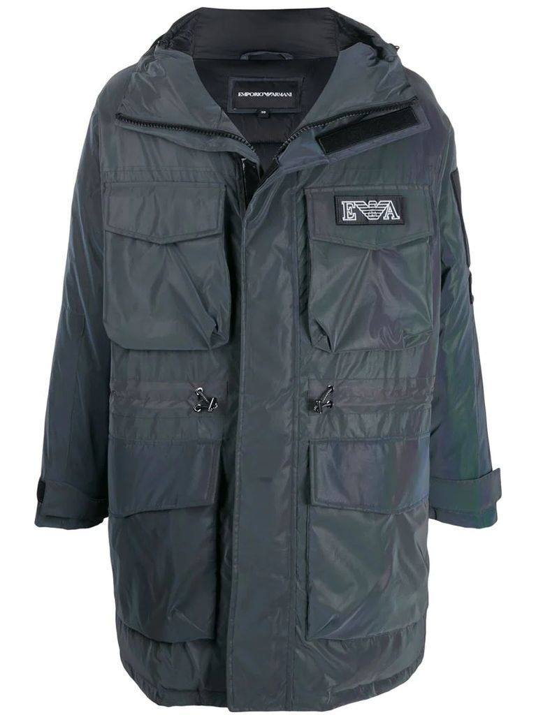 oversized multi-pocket padded coat