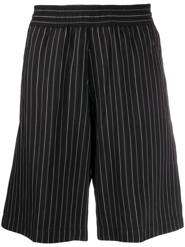 pinstripe elasticated-waistband shorts