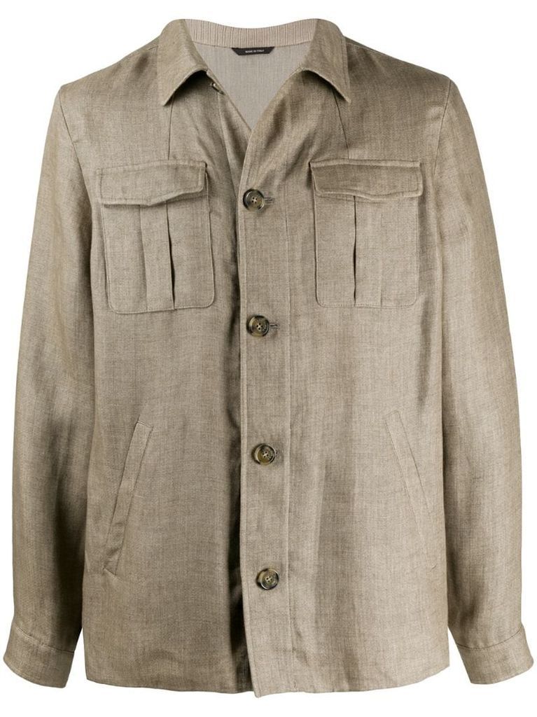 linen-blend shirt jacket