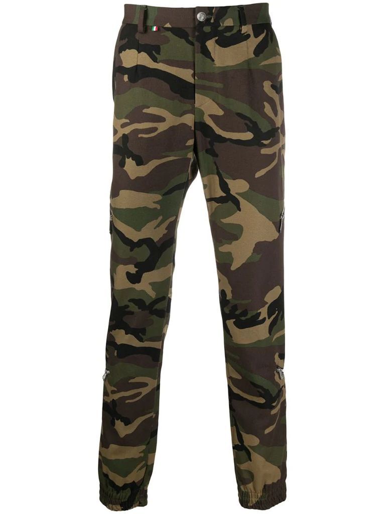camouflage print track trousers