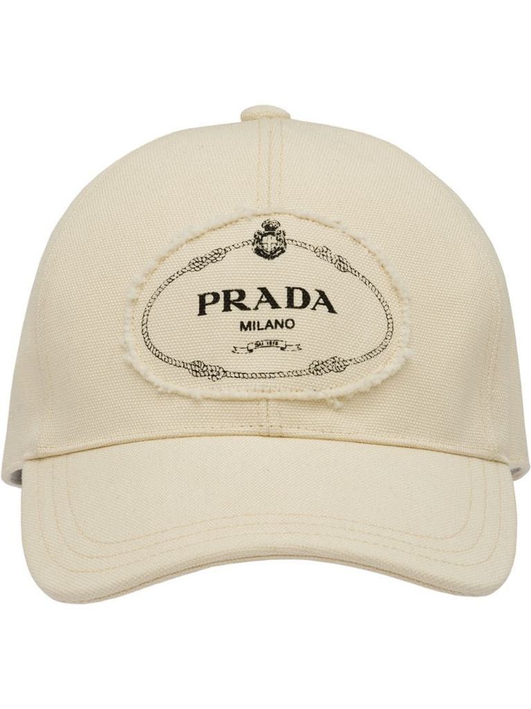 logo print applique cotton cap