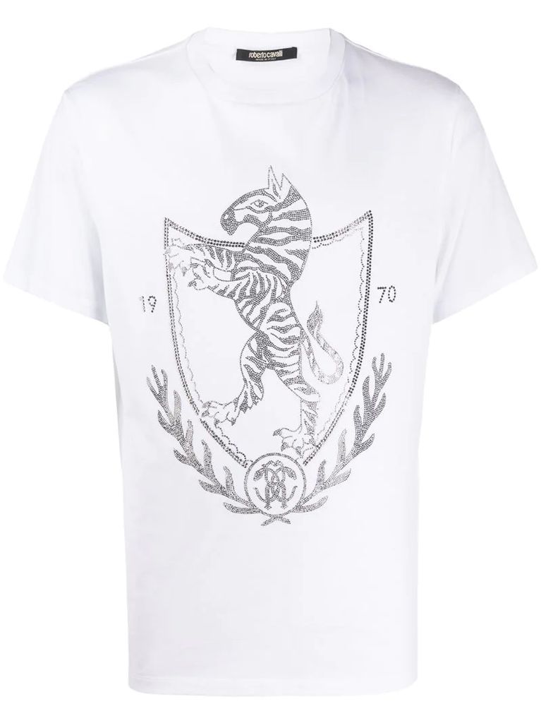 crystal embellished crest T-shirt