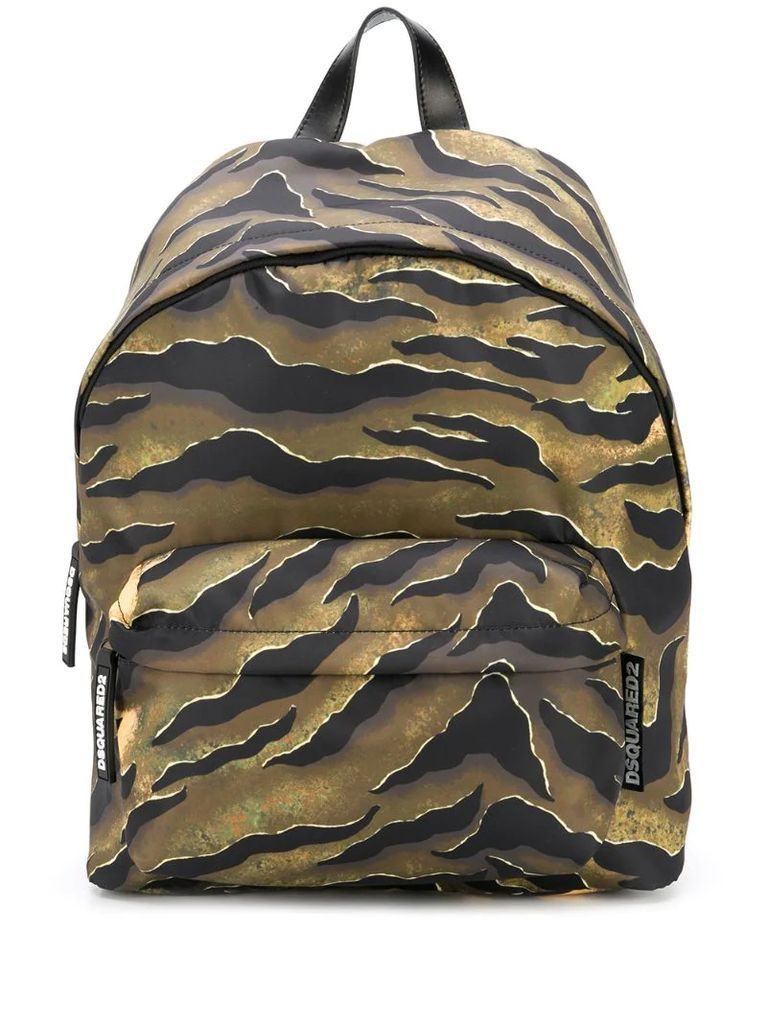 tiger-print backpack