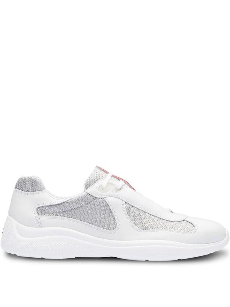 Leather and technical fabric sneakers