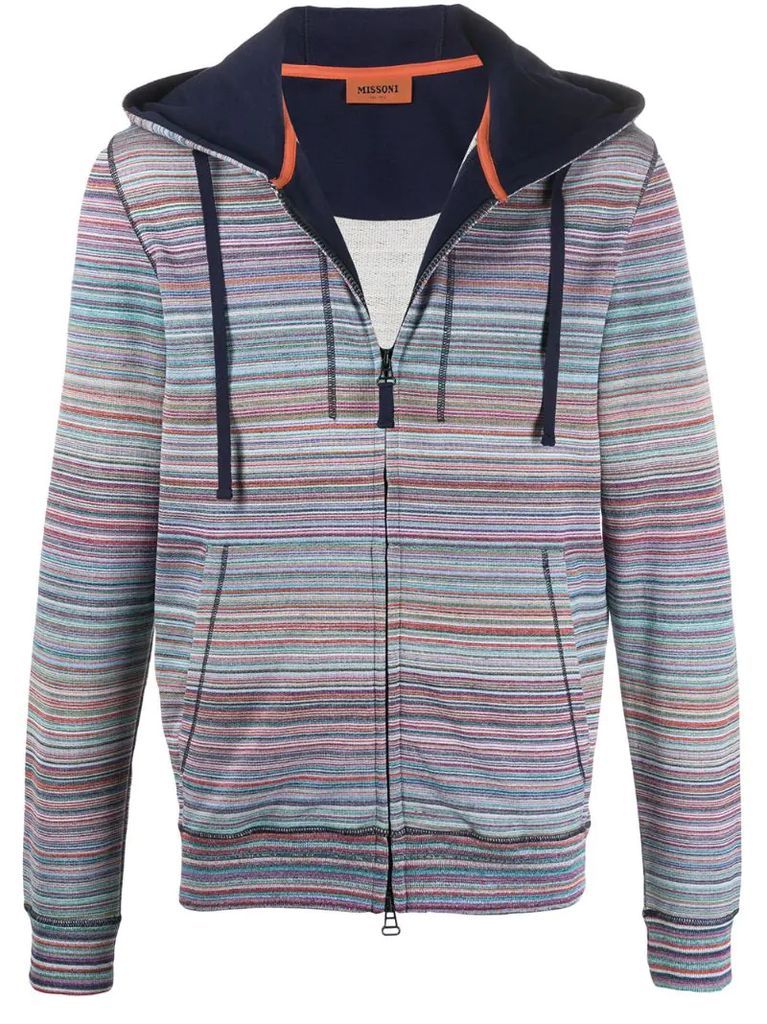 striped drawstring hoodie