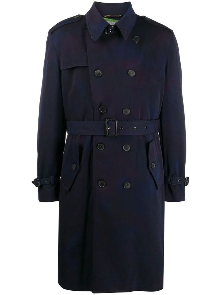 doubled-breasted belted trench coat