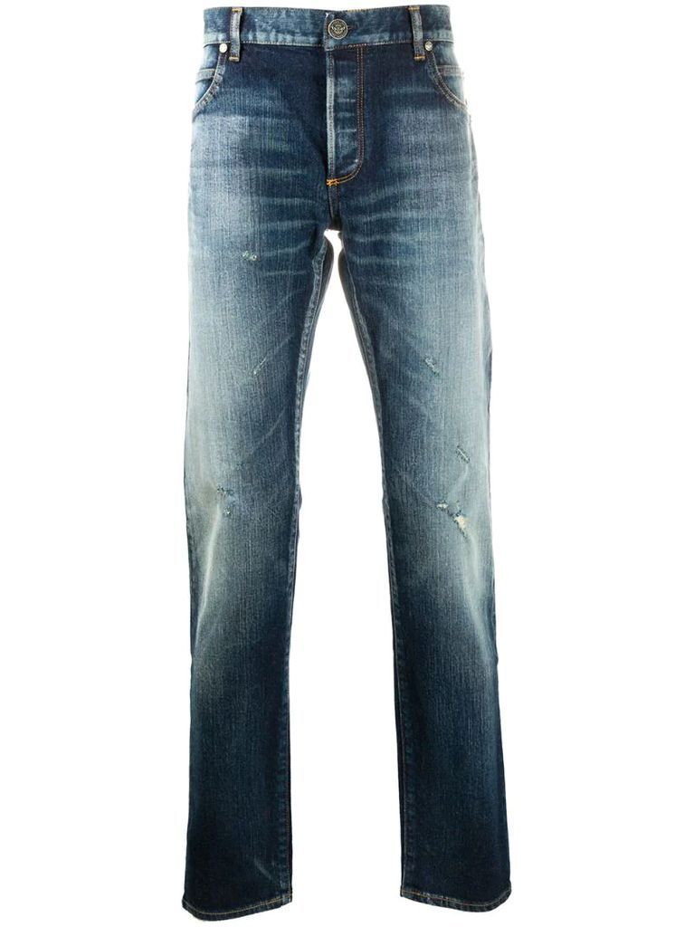 distressed effect denim jeans