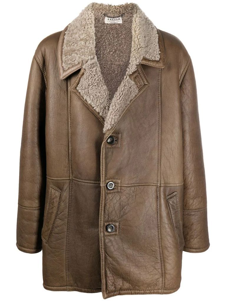 1980s shearling-lined single-breasted coat