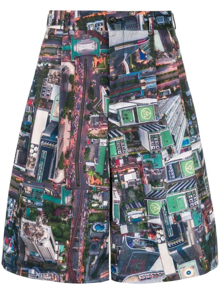 city print bermuda shorts