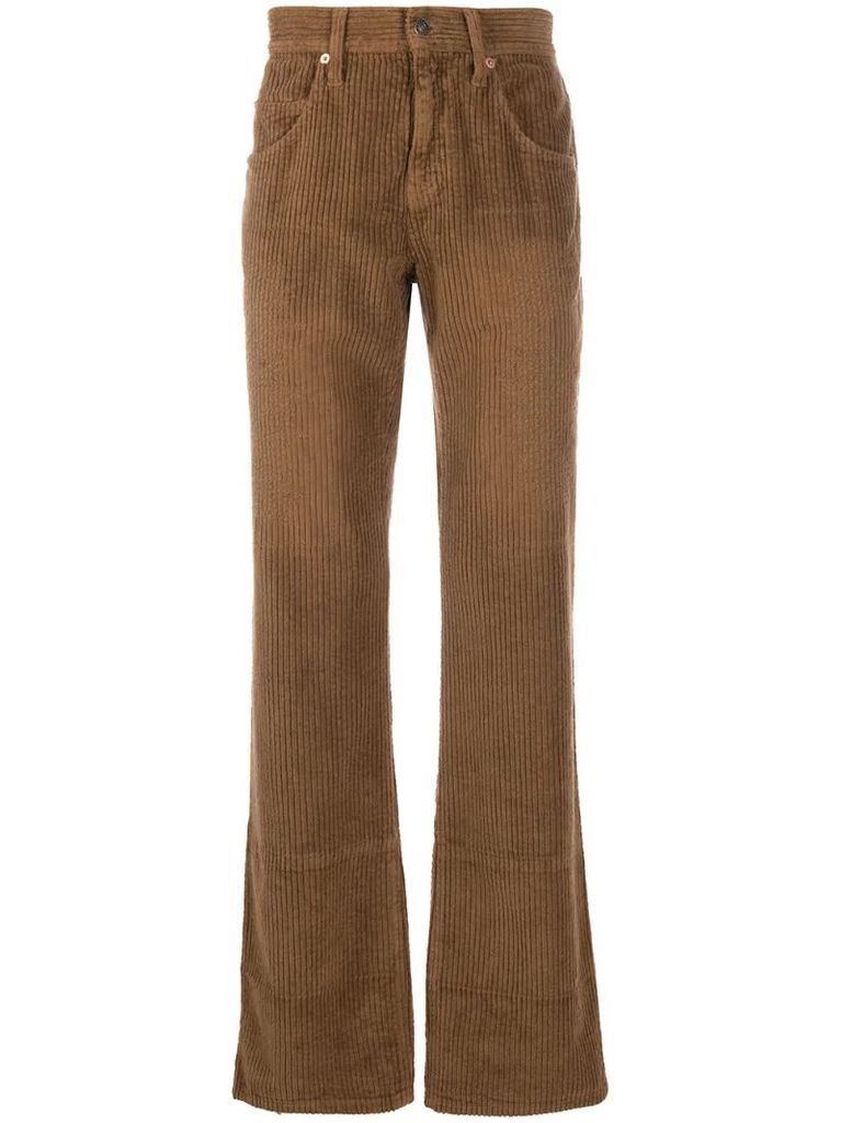 washed-effect corduroy wide-leg trousers