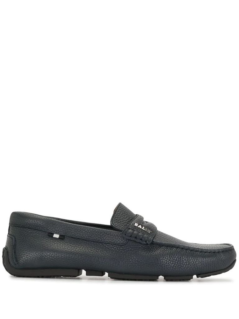 pebbled leather penny loafers