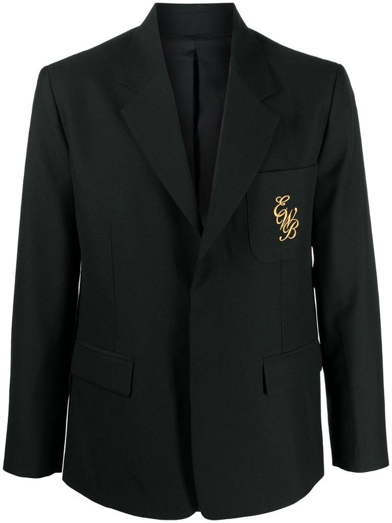 embroidered initial single-breasted blazer