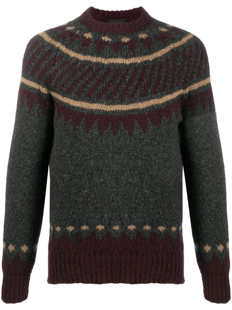 patterned knit long sleeve jumper