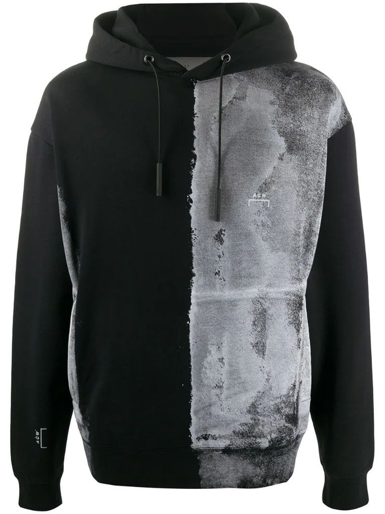 brushed bleach-effect cotton hoodie