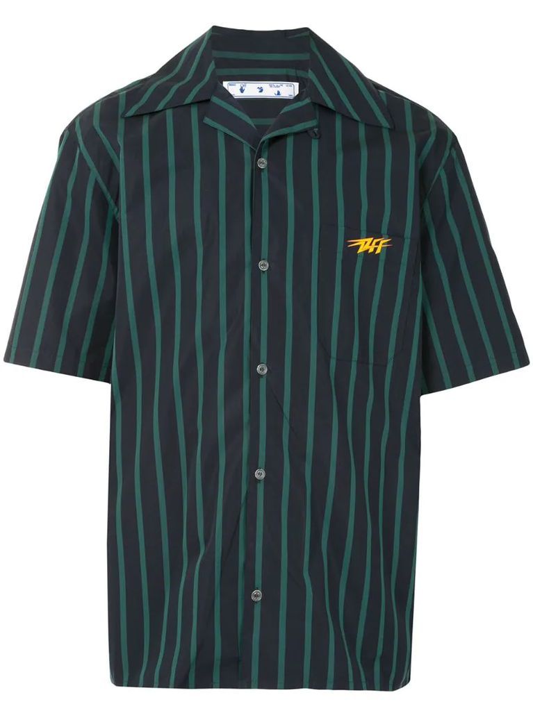 logo-print striped shirt