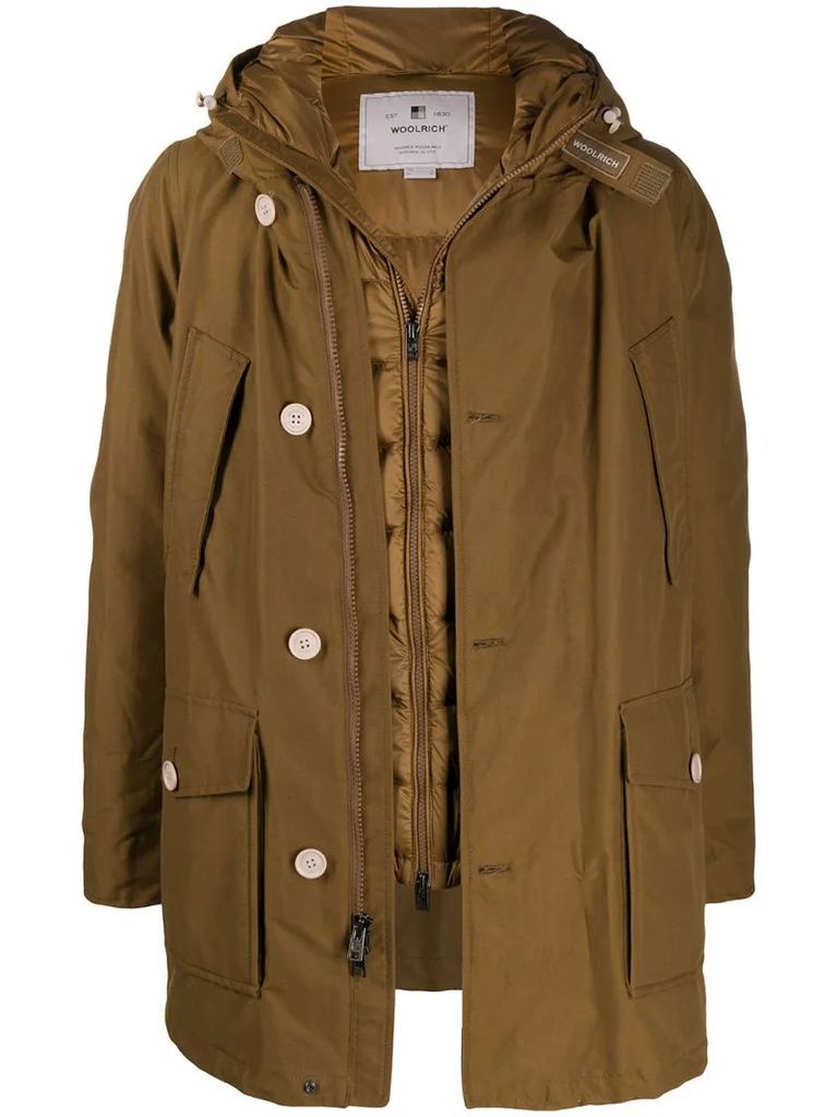 padded long-sleeve rain coat