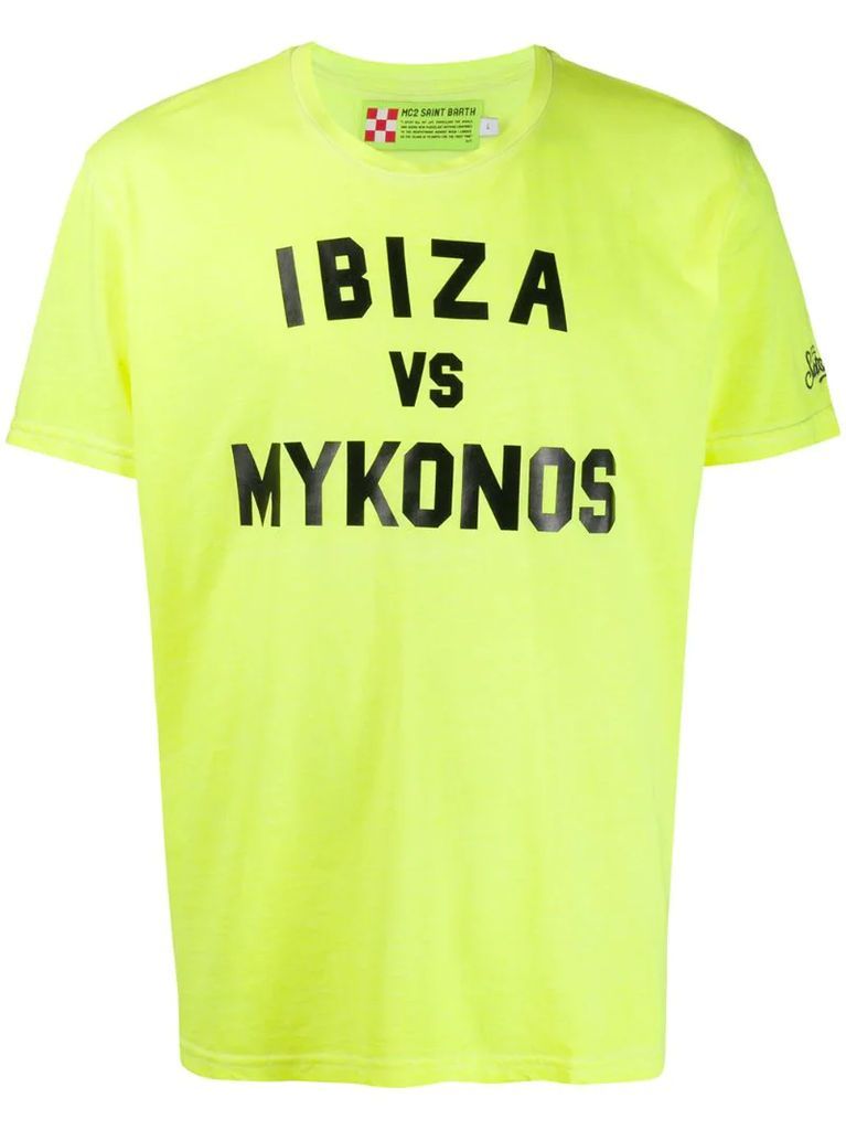 Ibiza vs Mykonos print T-shirt