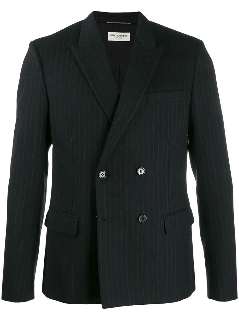 double breasted pinstripe suit jacket