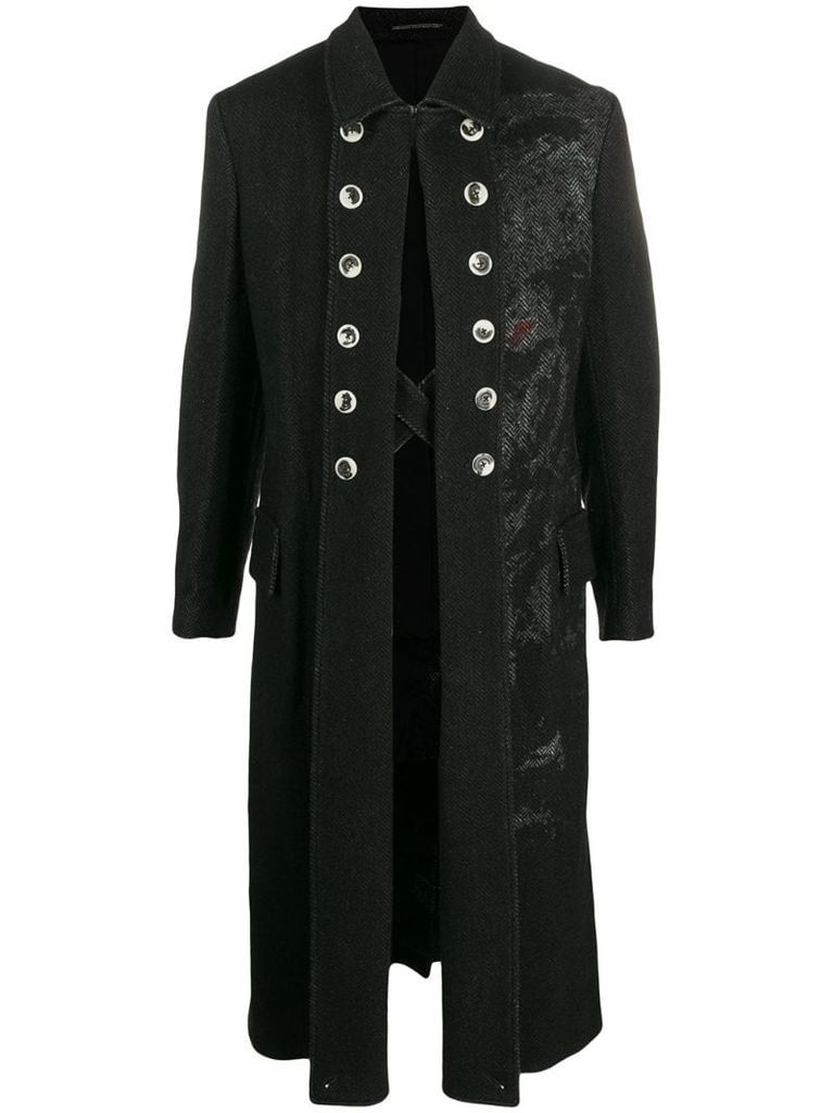 buttoned lapel coat