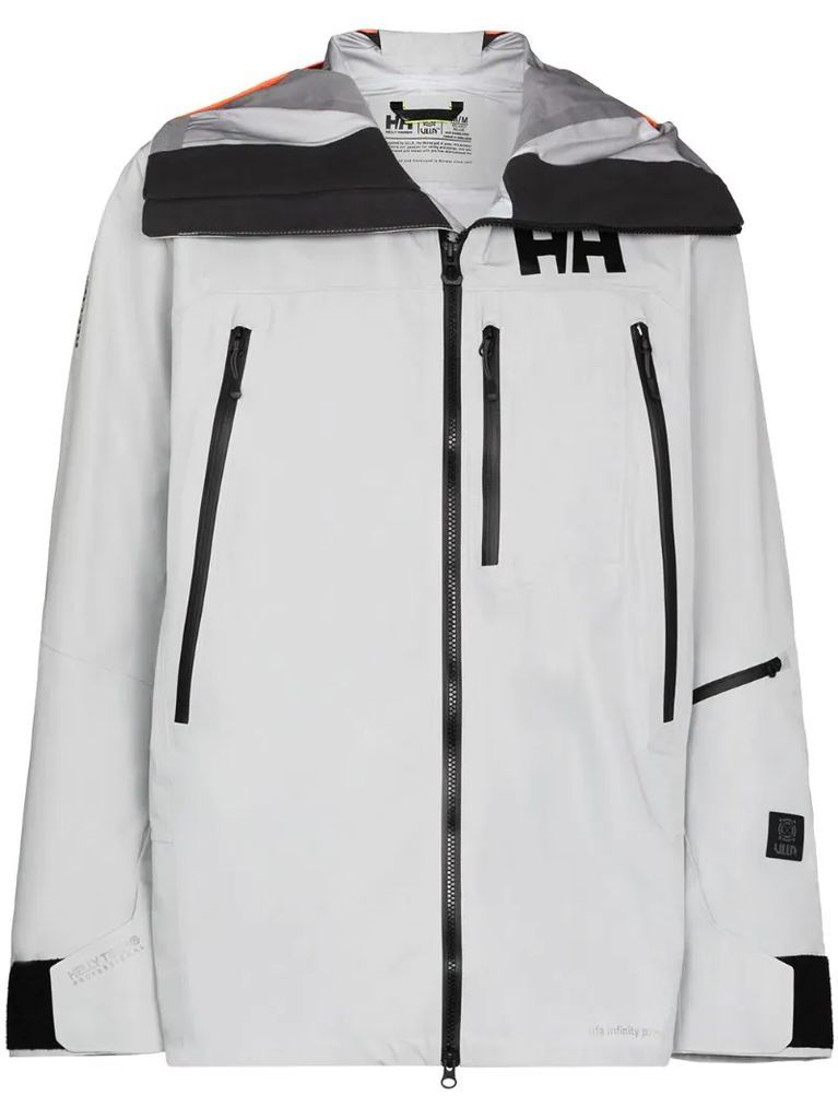chest logo print hooded jacket