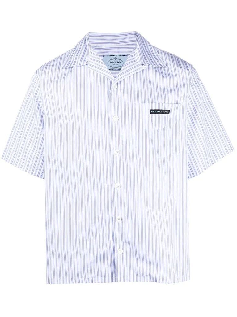striped cotton short-sleeved shirt