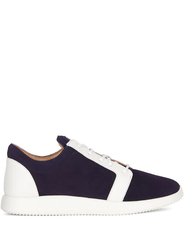 two tone leather trainers